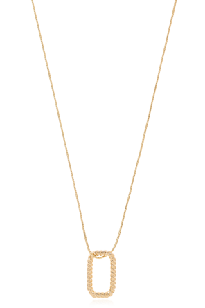 Gold Necklace with a pendant in the shape of a logo
